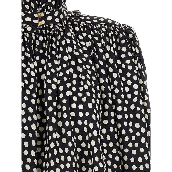 Chloe' Women Polka-Dots Silk Shirt - Picture 3 of 3